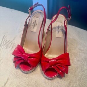 Valentino Garavani Red Peep-Toe Heels